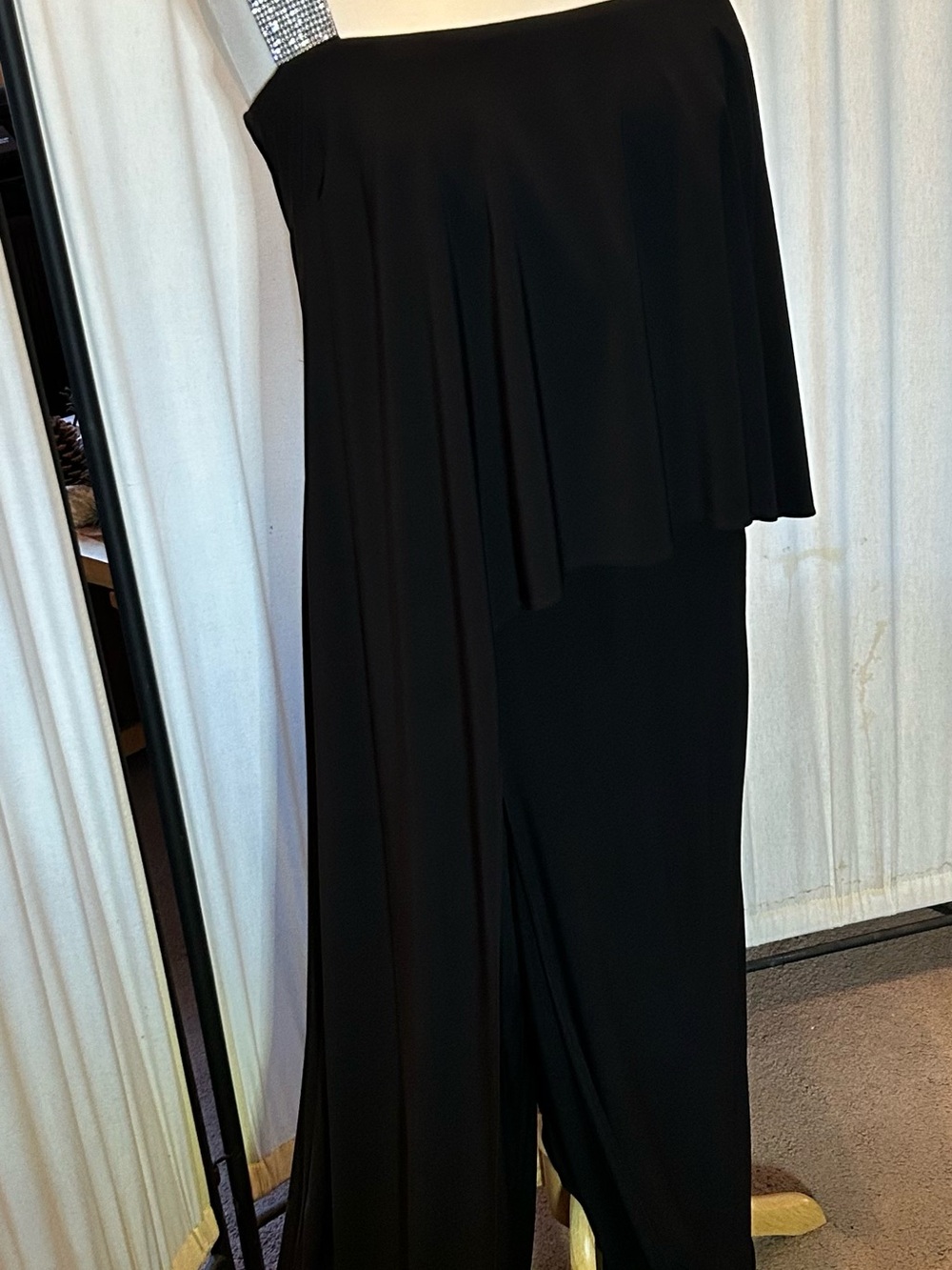 Roz & Ali Black Evening Jumpsuit with Embellished Strap